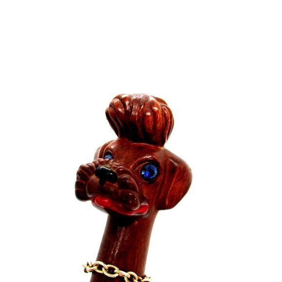 Vintage Long Neck Poodle Figurines Rhinestone Eyes - Picture 2 of 12